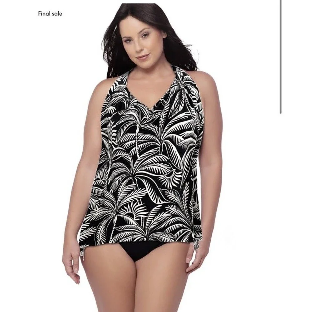 Magicsuit Lane Bryant Plus 16 Tropical Sophie Tankini Top Palm